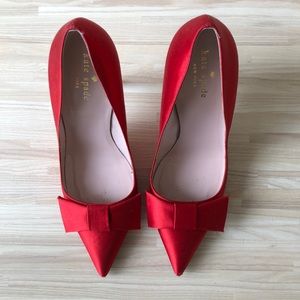 Kate Spade Red Satin Bow Heels